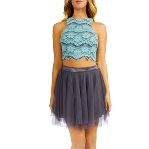 Two-Piece Halter Lace Top and Mesh Skirt size3/4 . New with tags